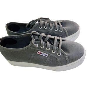 Superga 2750 Cotu Classic Grey Sage Platform Sneaker Size 38(7.5)
